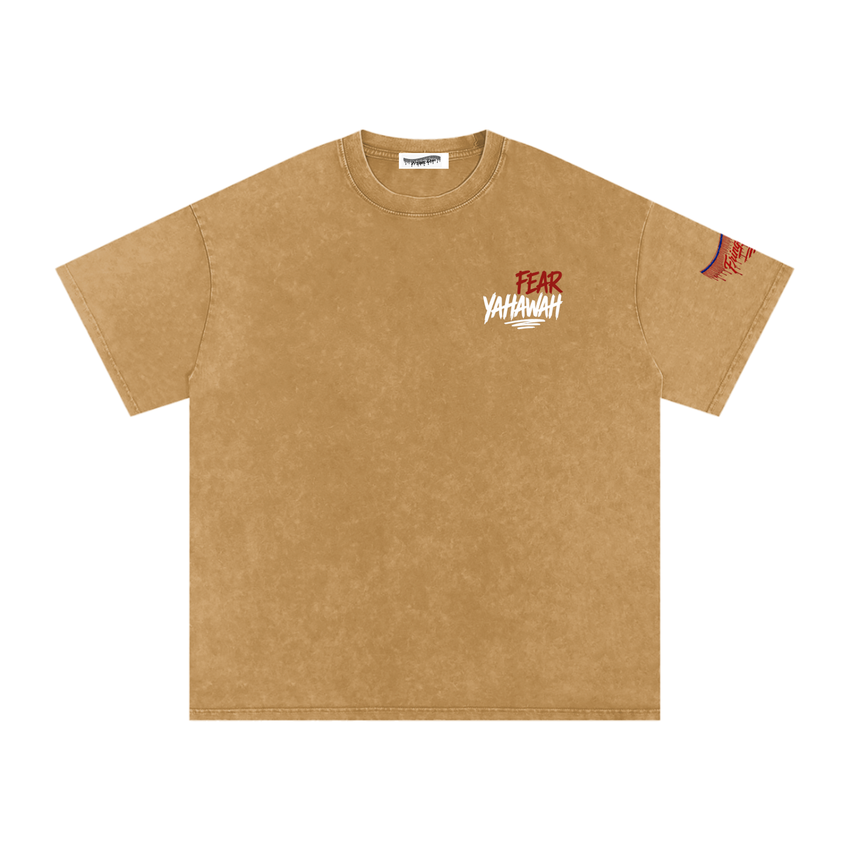 "Ahchyam Fear Yahawah Tee" Snow Washed Oversized Cotton T-Shirt