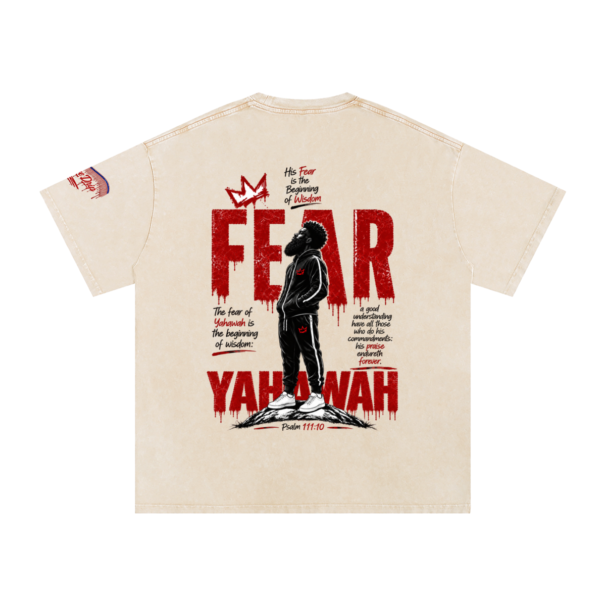 "Ahchyam Fear Yahawah Tee" Snow Washed Oversized Cotton T-Shirt