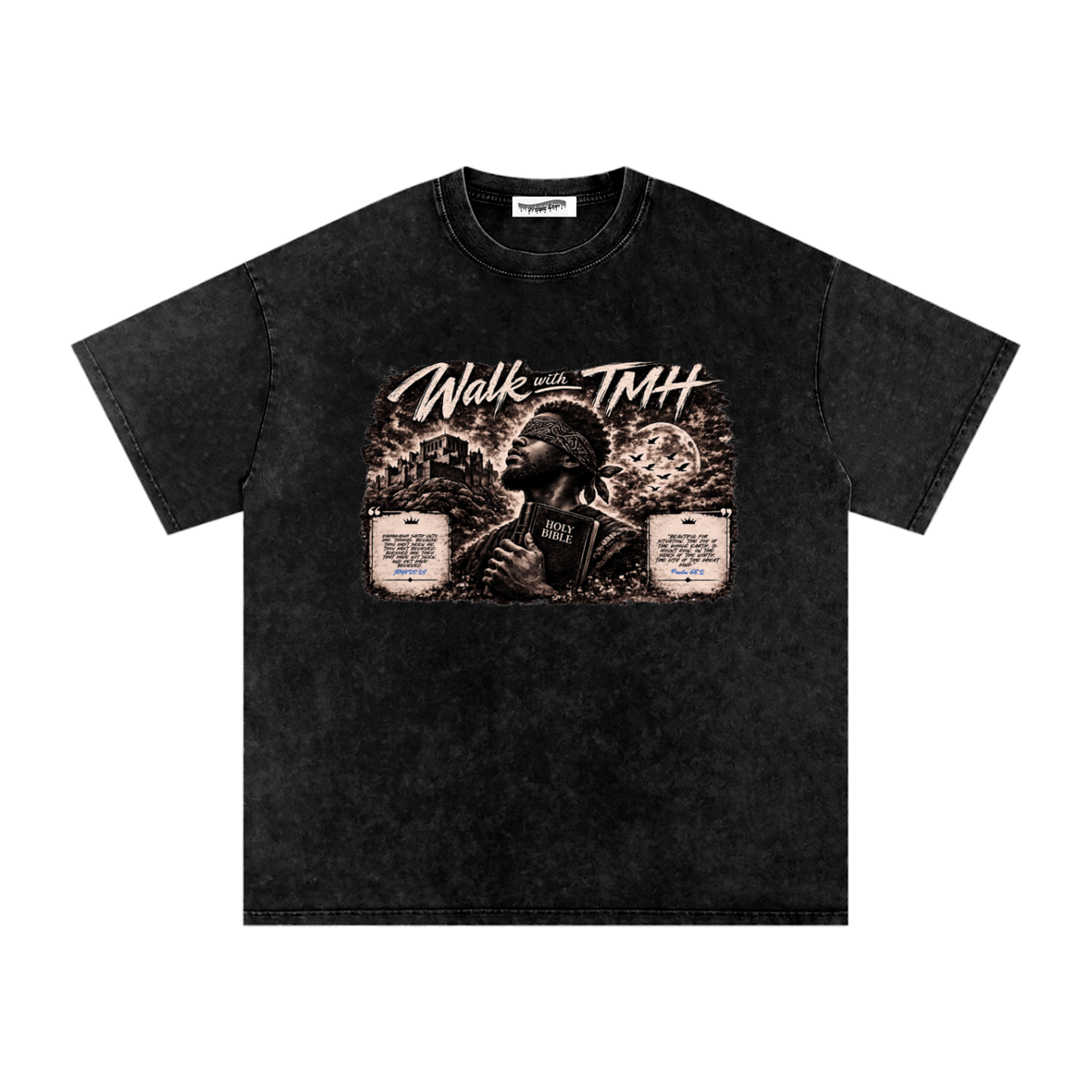 "Walk With TMH" Snow Washed Oversized Cotton T-Shirt