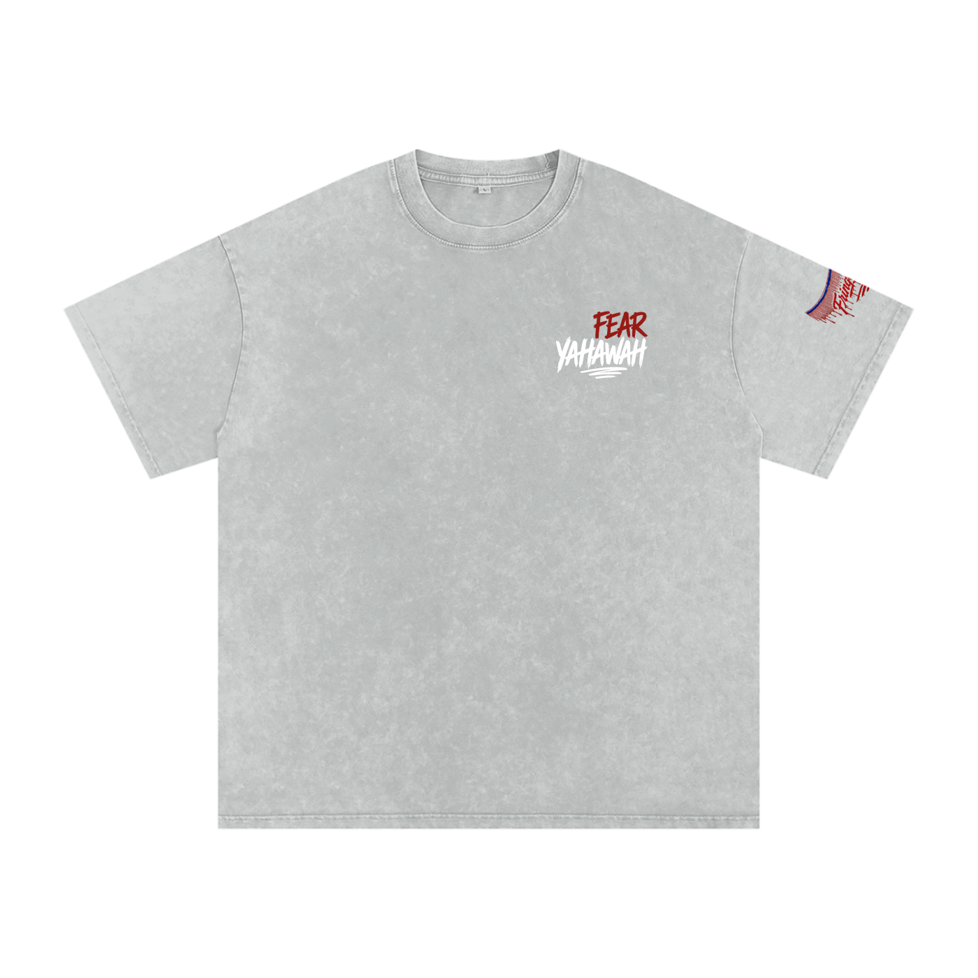 "Ahchyam Fear Yahawah Tee" Snow Washed Oversized Cotton T-Shirt
