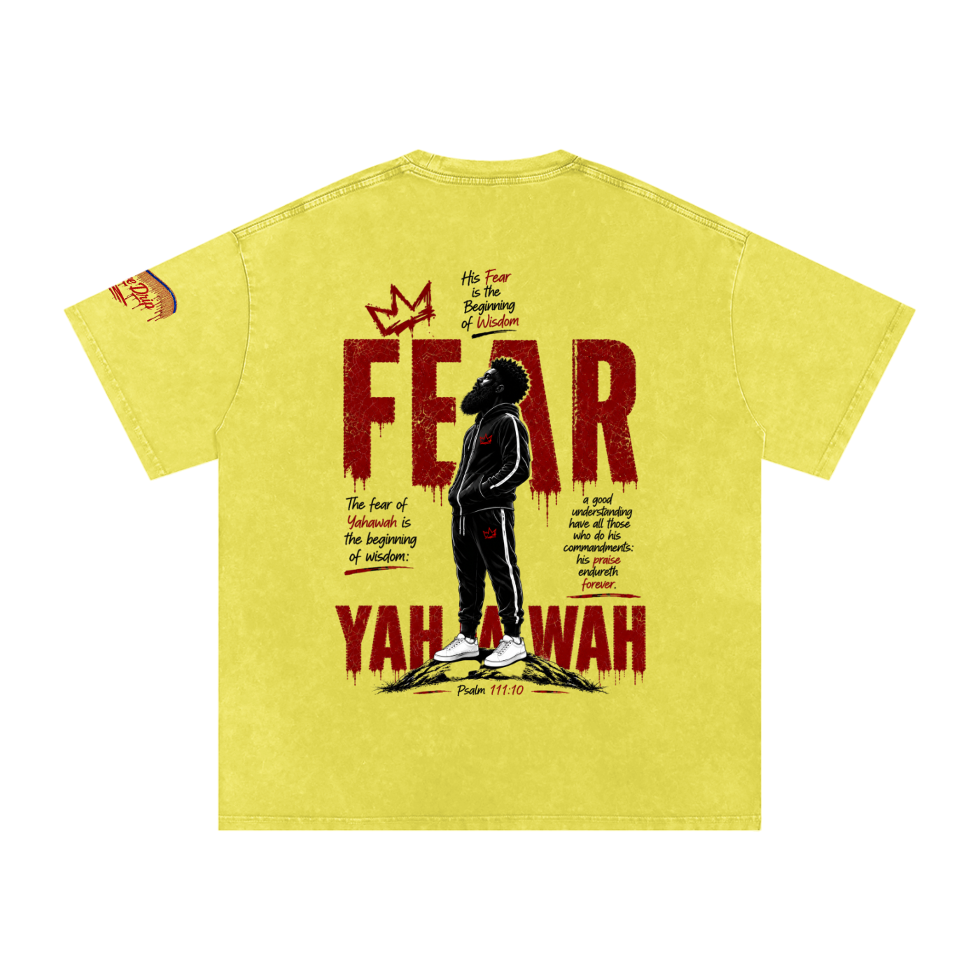 "Ahchyam Fear Yahawah Tee" Snow Washed Oversized Cotton T-Shirt