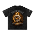 "Black Lion of Judah" Snow Washed Oversized Cotton T-Shirt