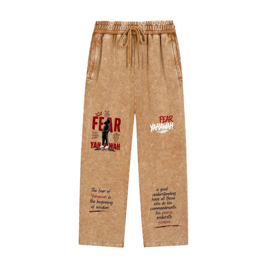 "Fear Yahawah Sweatpants" Snow Wash Heavyweight Sweatpants