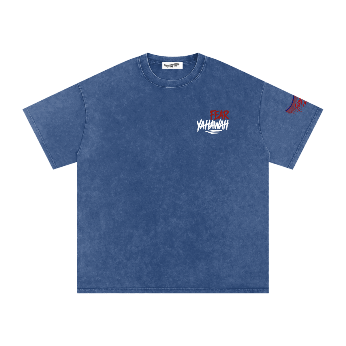"Ahchyam Fear Yahawah Tee" Snow Washed Oversized Cotton T-Shirt