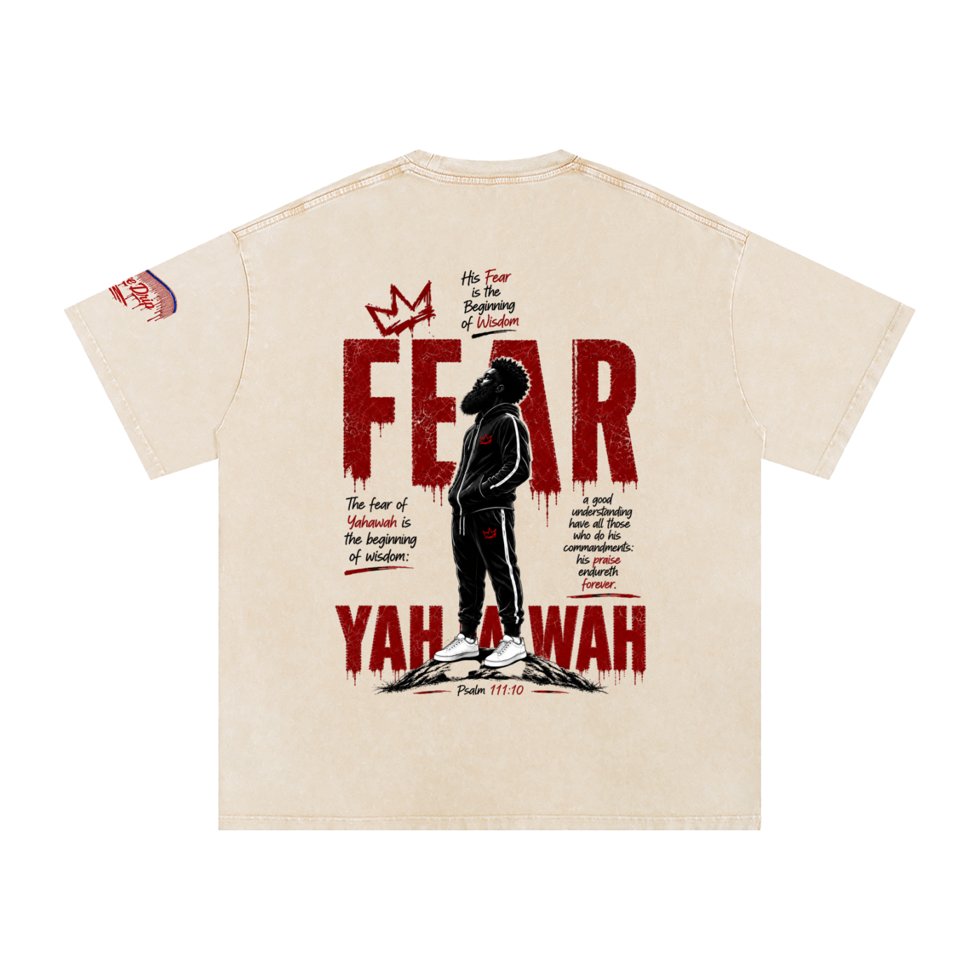 "Ahchyam Fear Yahawah Tee" Snow Washed Oversized Cotton T-Shirt