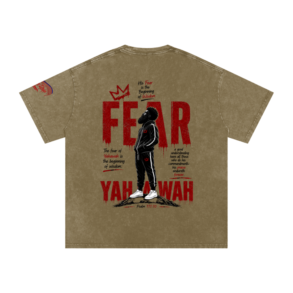 "Ahchyam Fear Yahawah Tee" Snow Washed Oversized Cotton T-Shirt