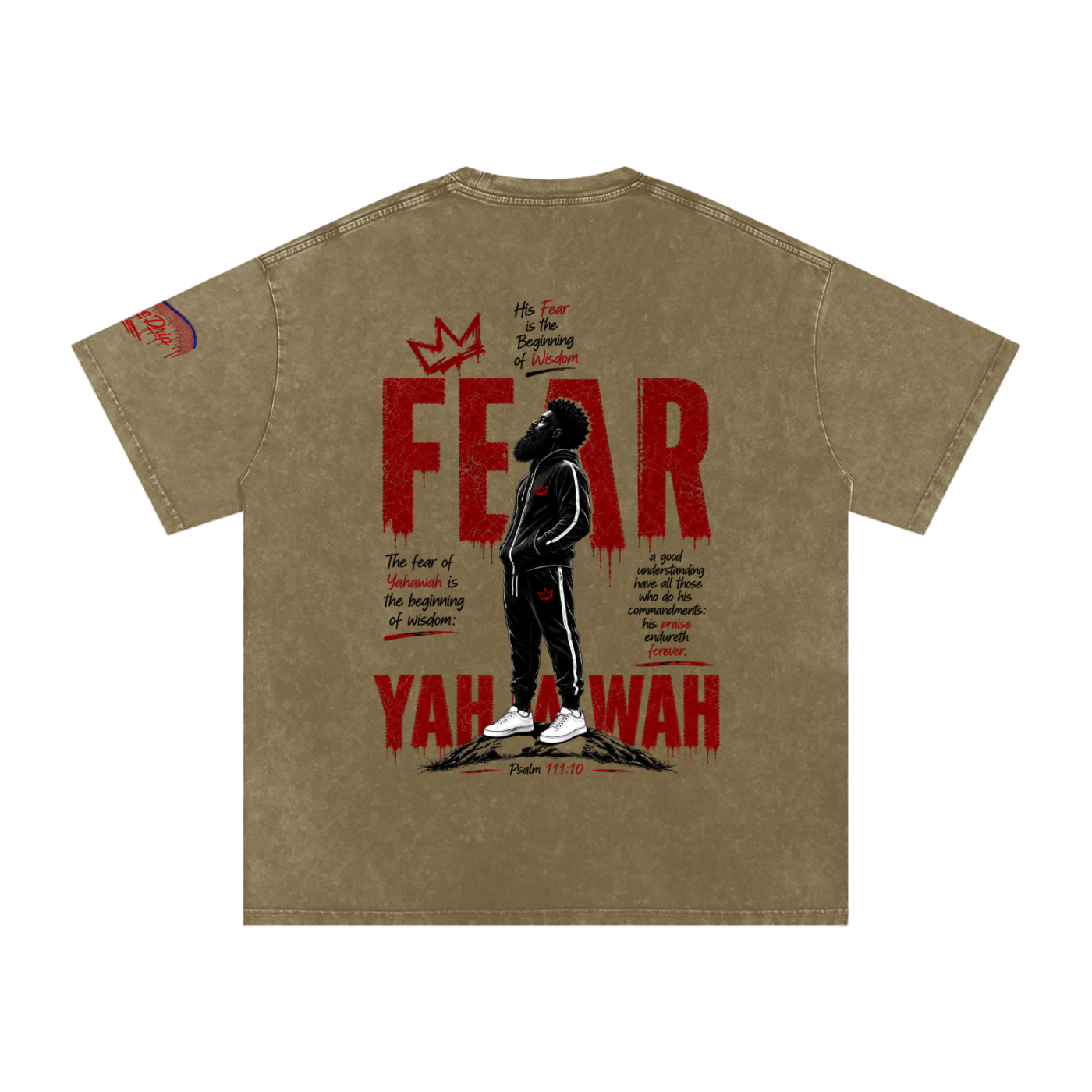"Ahchyam Fear Yahawah Tee" Snow Washed Oversized Cotton T-Shirt