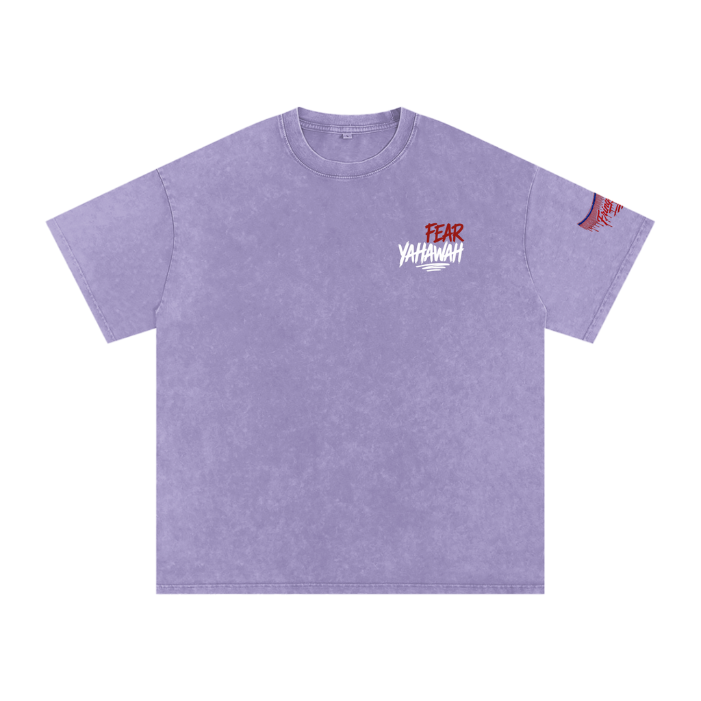 "Ahchyam Fear Yahawah Tee" Snow Washed Oversized Cotton T-Shirt