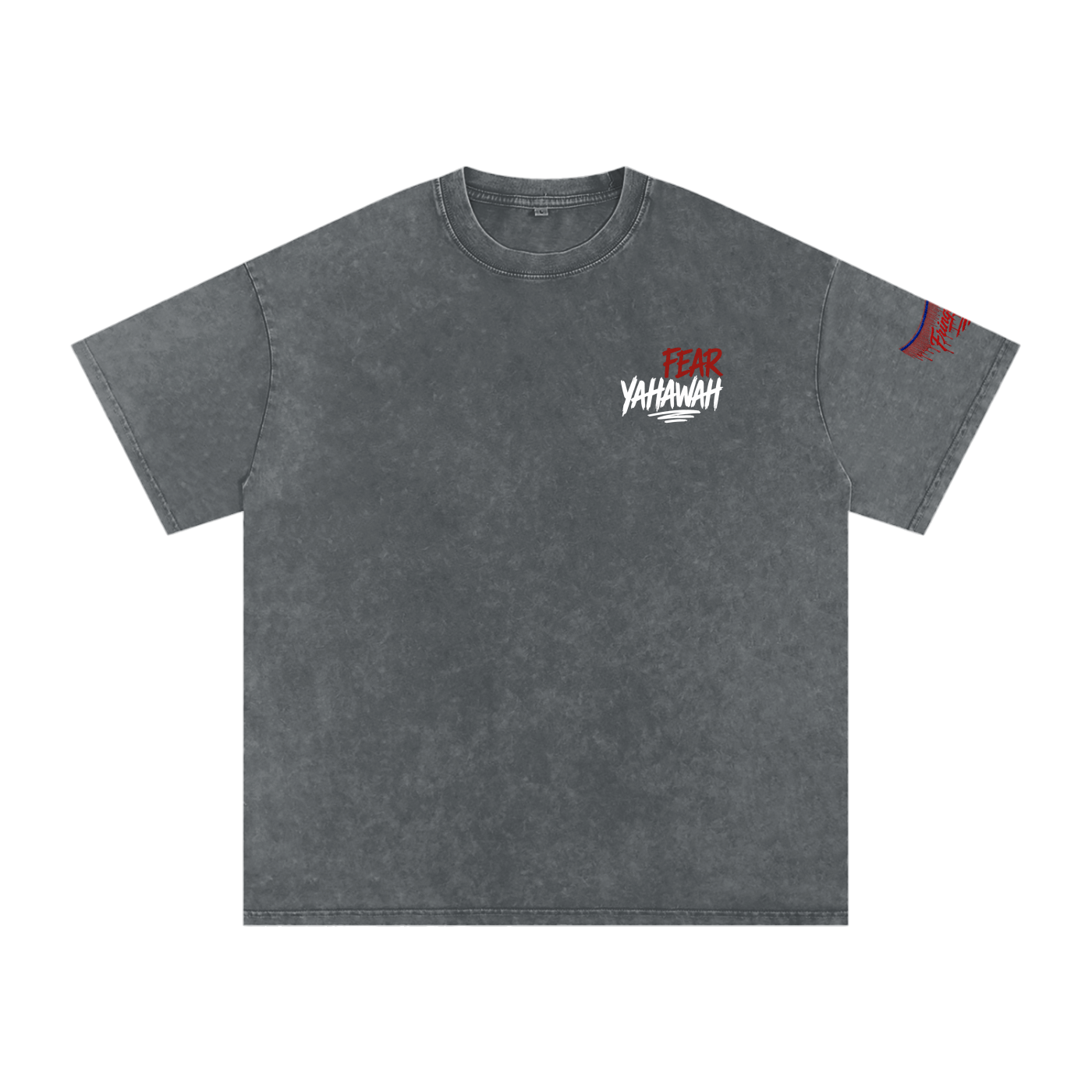 "Ahchyam Fear Yahawah Tee" Snow Washed Oversized Cotton T-Shirt