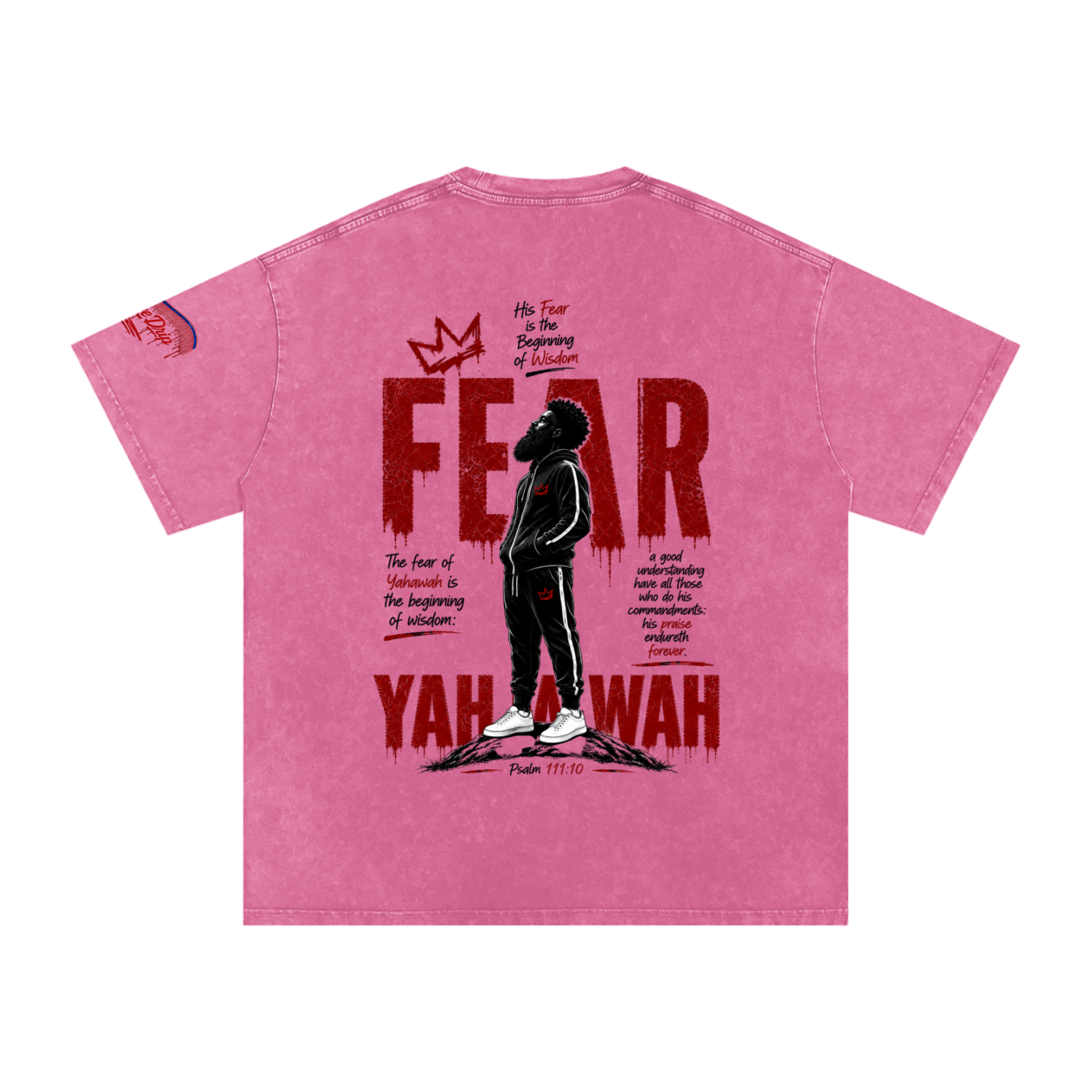 "Ahchyam Fear Yahawah Tee" Snow Washed Oversized Cotton T-Shirt