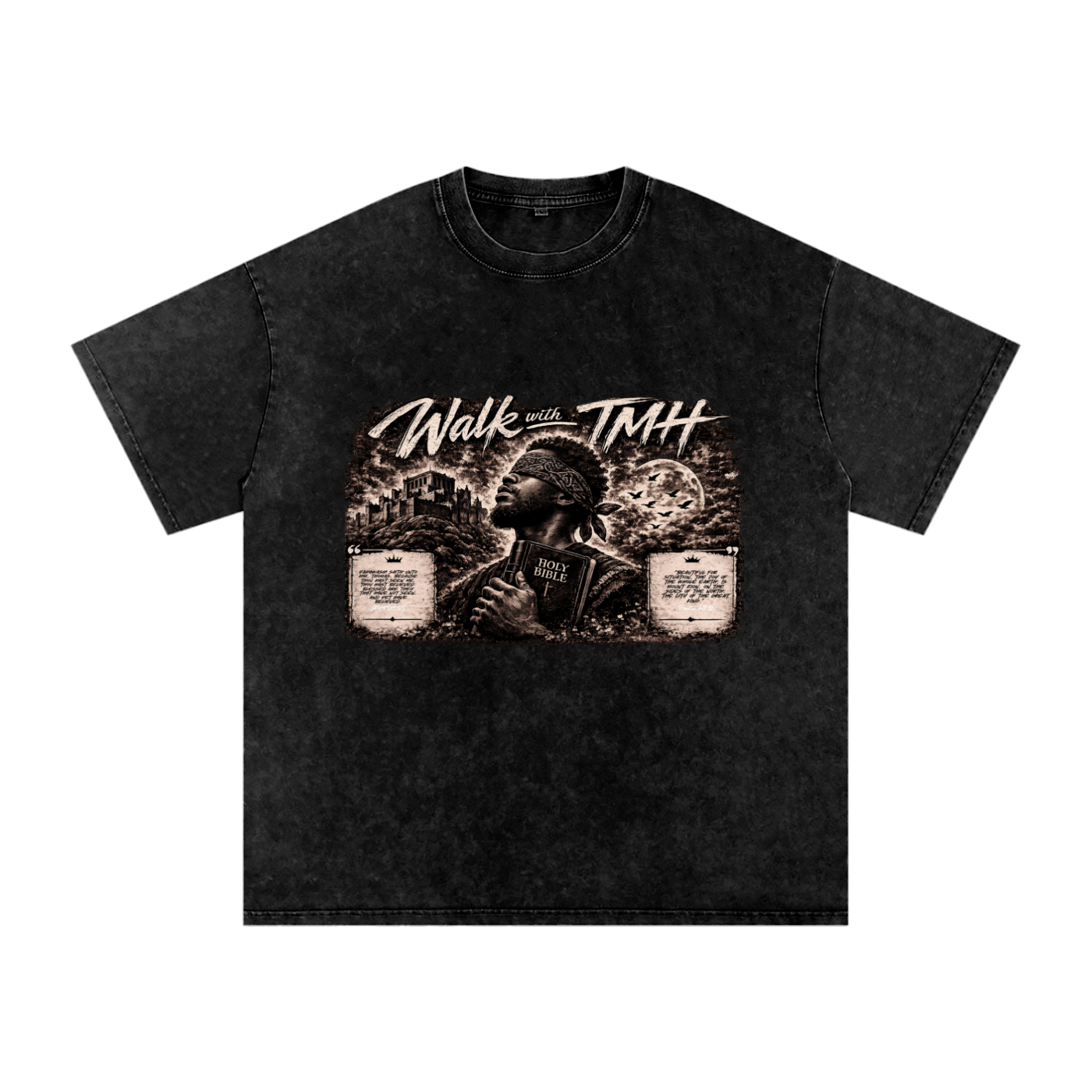 "Men's Walk With TMH" Snow Washed Oversized Cotton T-Shirt