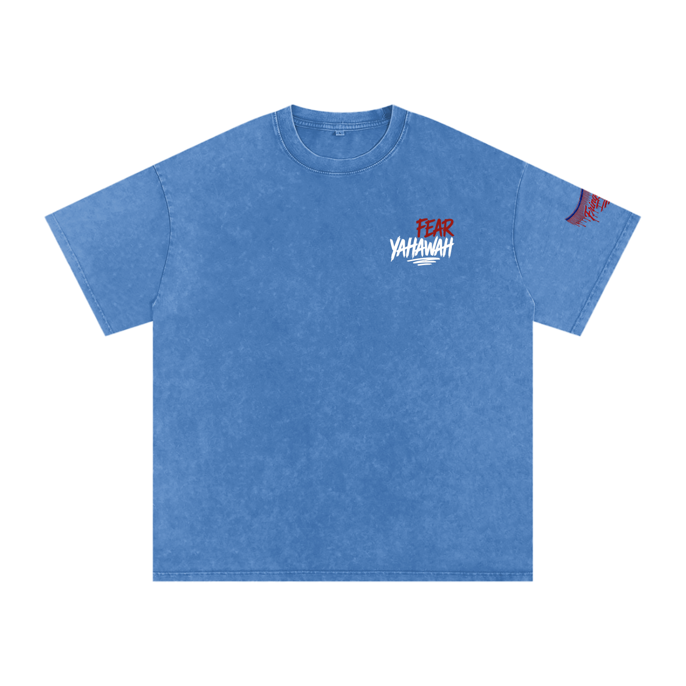 "Ahchyam Fear Yahawah Tee" Snow Washed Oversized Cotton T-Shirt