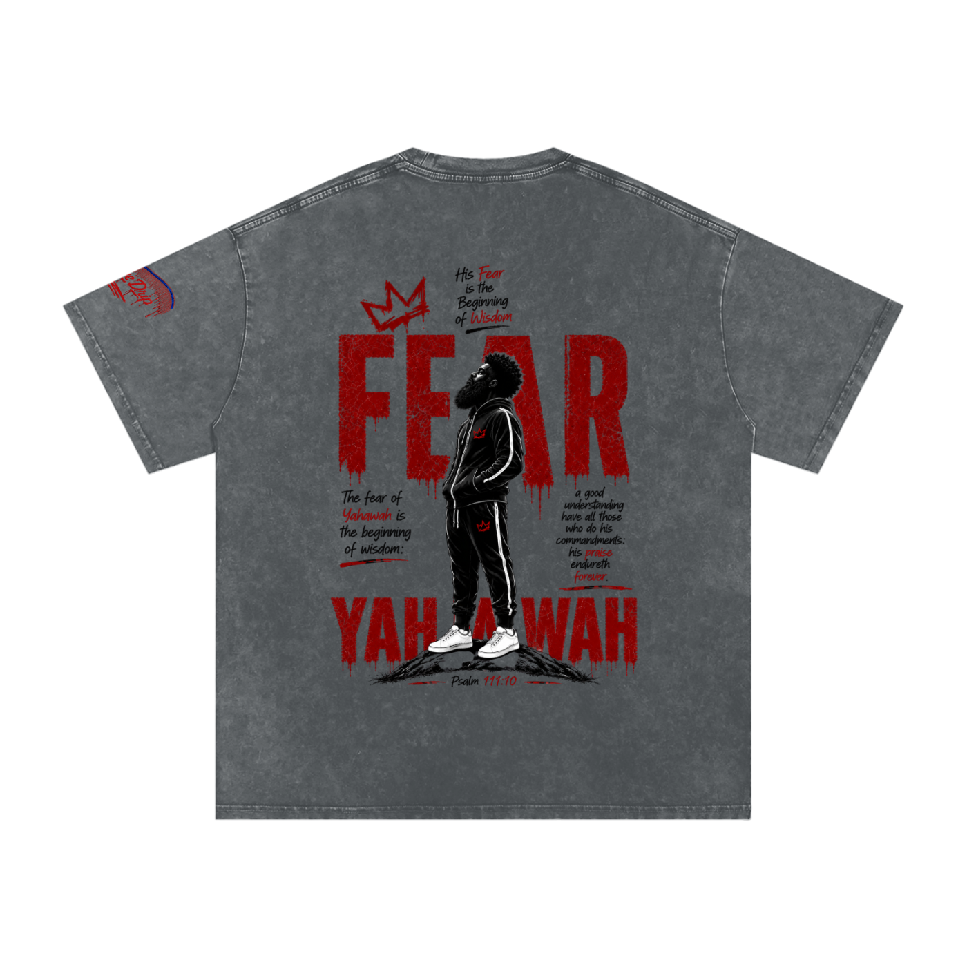 "Ahchyam Fear Yahawah Tee" Snow Washed Oversized Cotton T-Shirt